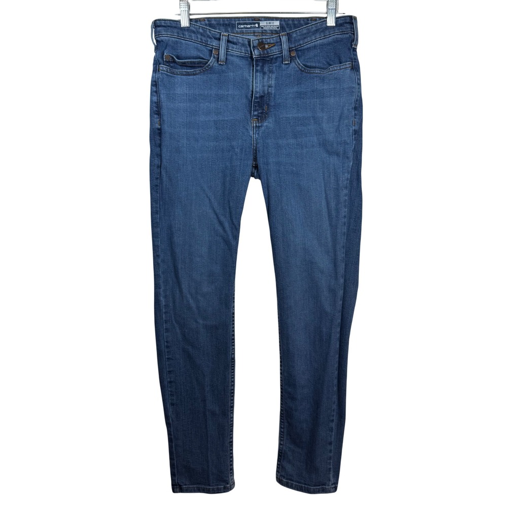 Carhartt Slim Fit Jeans Womens 8 Regular Blue‎ Denim Medium Wash BD4976-W - Picture 2 of 13